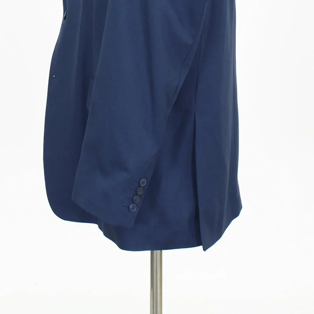 Haggar 44L Blue Solid 2-Button Sport Coat Blazer Jacket T723